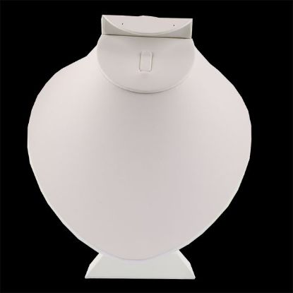 Picture of White Faux Leather Combination Necklace, Earring and Ring Display, 7-1/2" L x 6-1/2" W x 9" H, Sold individually, Imported