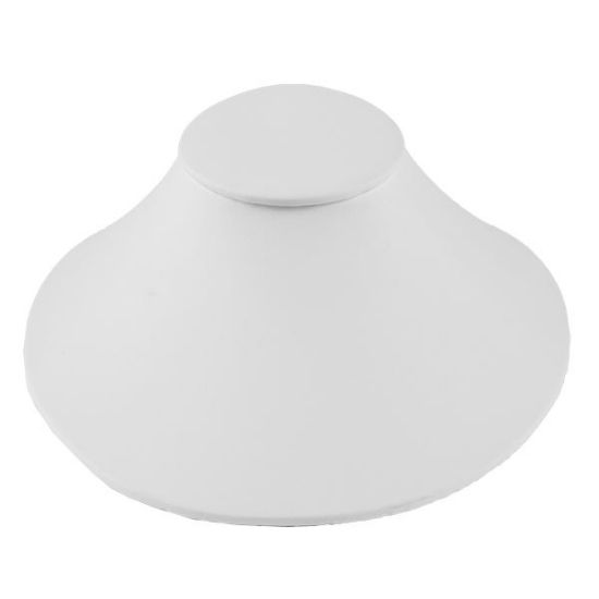 Picture of White Faux Leather Lay-Down Bust Necklace Display, 8-1/8" L x 7-1/2" W x 4-1/2" H, Sold individually, Imported
