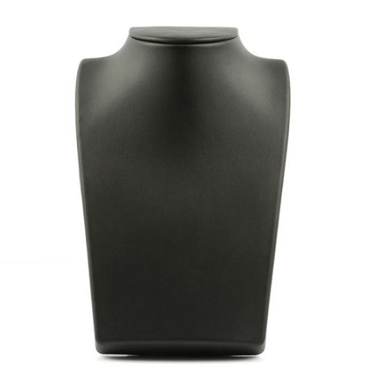 Picture of Black Faux Leather Retractable Necklace Display, 5-5/8" L x 4-1/2" W x 8-1/4" H, Sold individually, Imported