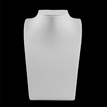 Picture of White Faux Leather Retractable Necklace Display, 5-5/8" L x 4-1/2" W x 8-1/4" H, Sold individually, Imported