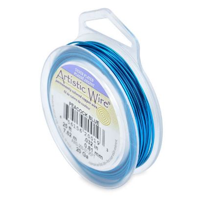 Picture of Silver Plated Peacock Blue Artistic Wire 20ga 25 Feet