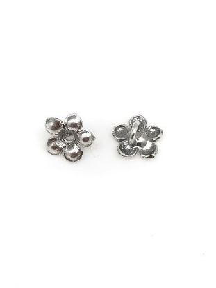 Picture of Sterling Silver Flower Button Clasp with Loop 8mm