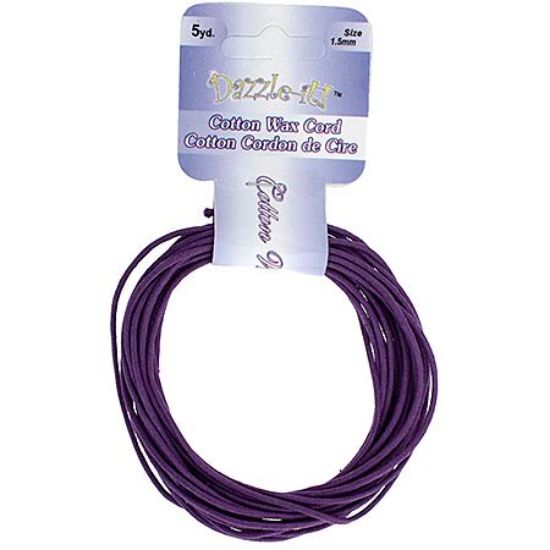 Picture of Dazzle-It Cotton Waxed Cord, Purple 1.5mm Round, 5 yards