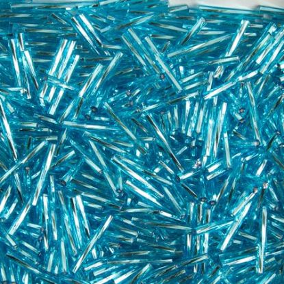 Picture of Silverlined Aqua Twist Bugle Beads 25mm<br />Approximately 50 Grams