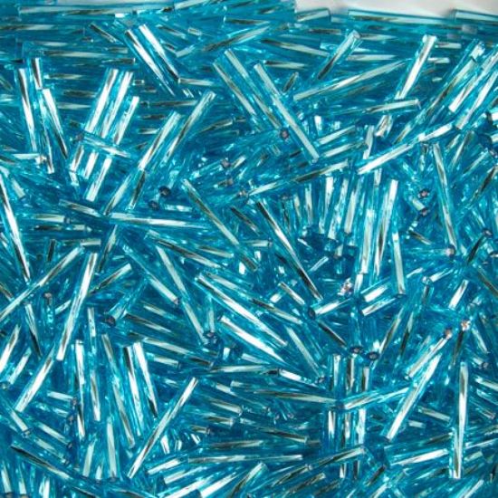 Picture of Silverlined Aqua Twist Bugle Beads 25mm<br />Approximately 50 Grams