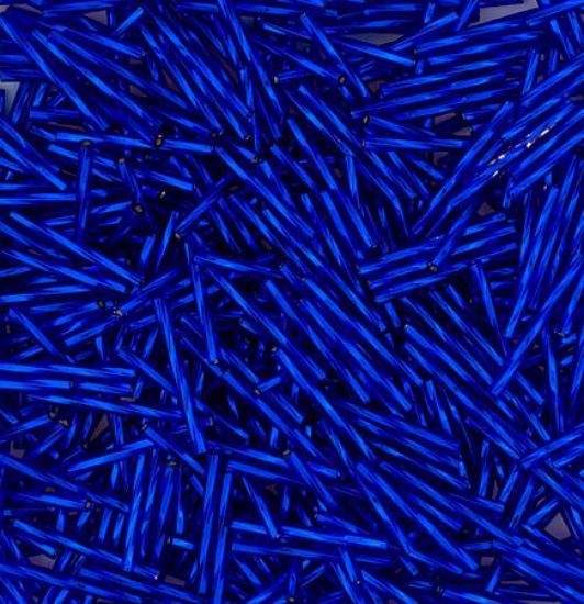 Picture of Silverlined Blue Twist Bugle Beads 25mm<br />Approximately 50 Grams