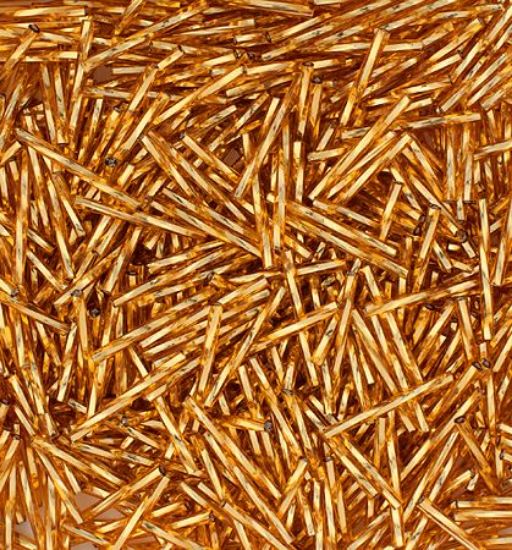 Picture of Silverlined Gold Twist Bugle Beads 25mm<br />Approximately 50 Grams