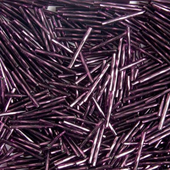 Picture of Silverlined Purple Twist Bugle Beads 25mm<br />Approximately 50 Grams