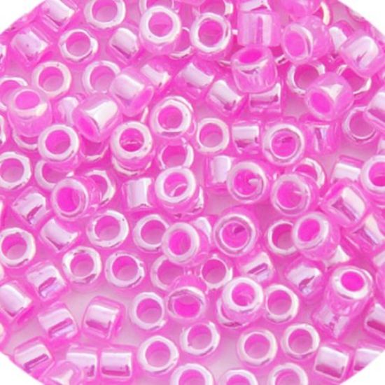 Picture of Miyuki Delica Size 11 Seed Beads, Dyed Crystal Fuschia Ceylon Lined 