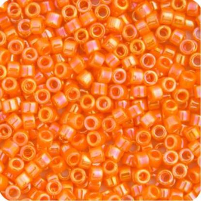 Picture of Miyuki Delica Size 11 Seed Beads, Orange Mandarin Opaque Aurora Borealis