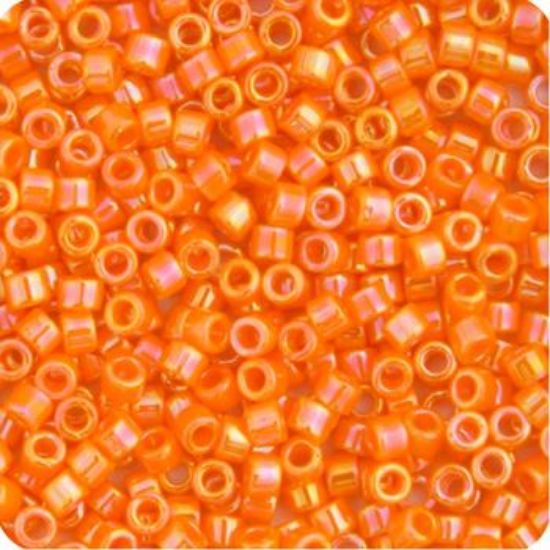 Picture of Miyuki Delica Size 11 Seed Beads, Orange Mandarin Opaque Aurora Borealis