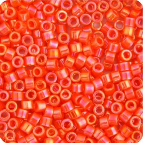 Picture of Miyuki Delica Size 11 Seed Beads, Orange Opaque Aurora Borealis