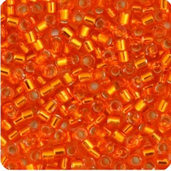 Picture of Miyuki Delica Size 11 Seed Beads, Orange Silverlined