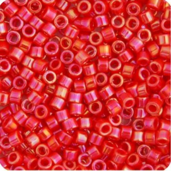 Picture of Miyuki Delica Size 11 Seed Beads, Red Coral Opaque Aurora Borealis