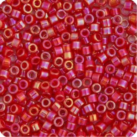 Picture of Miyuki Delica Size 11 Seed Beads, Red Opaque Aurora Borealis