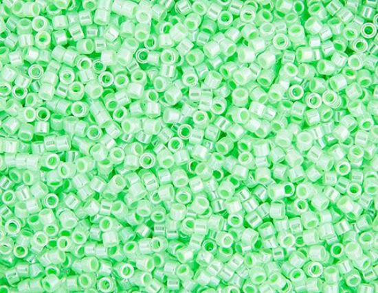 Picture of Miyuki Delica Size 11 Seed Beads, Light Crystal Green Ceylon Lined - Dyed