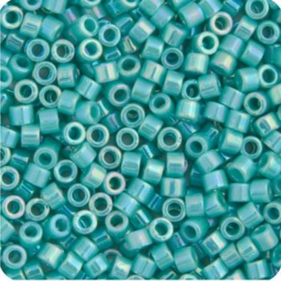 Picture of Miyuki Delica Size 11 Seed Beads, Opaque Turquoise Aurora Borealis