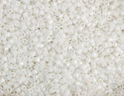 Picture of Miyuki Delica Size 11 Seed Beads, White Pearl Aurora Borealis