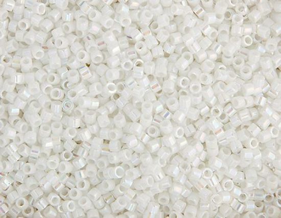 Picture of Miyuki Delica Size 11 Seed Beads, White Pearl Aurora Borealis