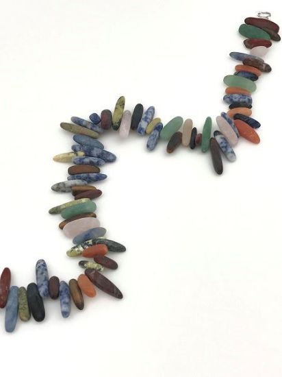Picture of Assorted Matte Stone Long Chip Beads 16" Strand