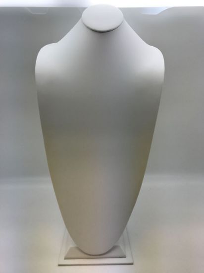 Picture of White Faux Leather Silhouette Style Necklace Display,  11" L x 8-7/8" W x 22" H, Sold individually, Imported