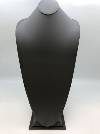 Picture of Steel Grey Faux Leather Silhouette Style Necklace Display, 11" L x 8-7/8" W x 22" H, Sold individually, Imported