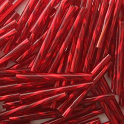 Picture of Silverlined Dark Red Twist Bugle Beads 25mm<br />Approximately 50 Grams