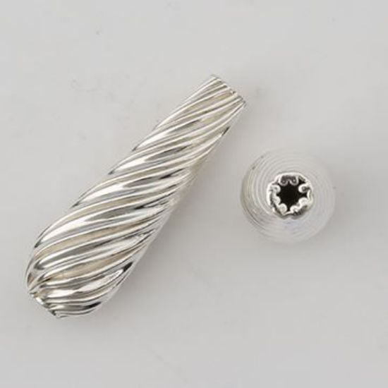 Picture of Sterling Silver Corrugated Drop Bead, 6x19mm