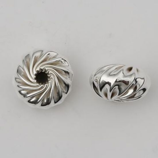 Picture of Sterling Silver Twist Corrugated Rondelle Bead, 5.6x9mm