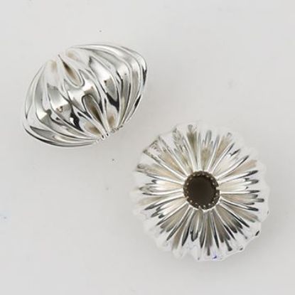 Picture of Sterling Silver Corrugated Rondelle Bead, 7.4x12mm