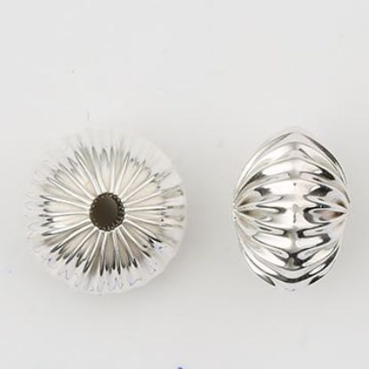 Picture of Sterling Silver Corrugated Rondelle Bead, 10x14mm