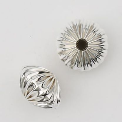 Picture of Sterling Silver Corrugated Rondelle Bead, 8.8x12mm
