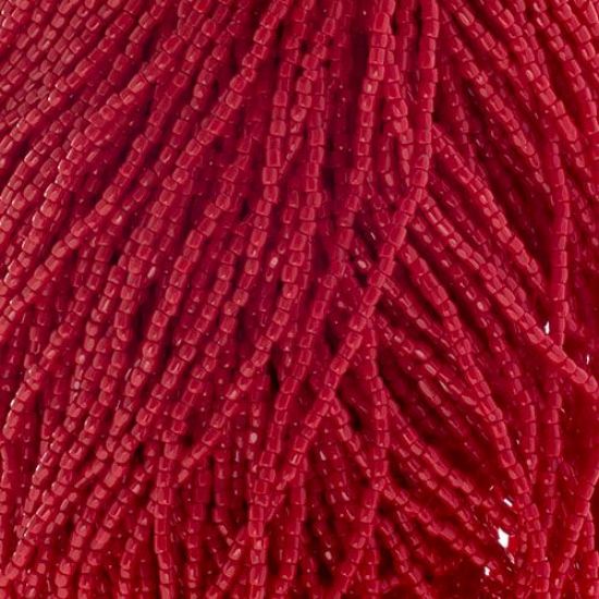Picture of 3-Cut Size 9/0, Preciosa Czech Seed Bead, Opaque Medium Red, Sold by the Hank
