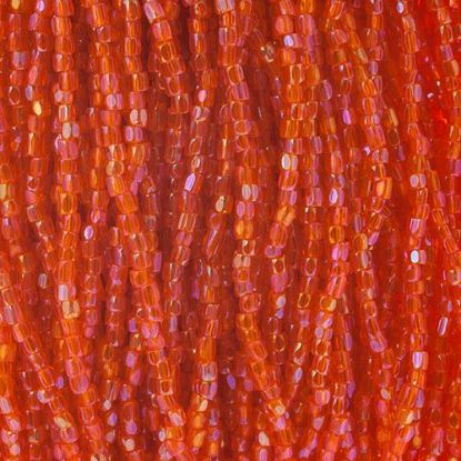 Picture of 3-Cut Size 9/0, Preciosa Czech Seed Bead, Transparent Orange Luster, Sold by the Hank