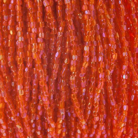 Picture of 3-Cut Size 9/0, Preciosa Czech Seed Bead, Transparent Orange Luster, Sold by the Hank