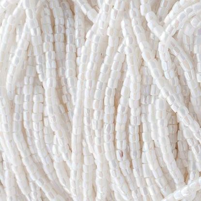 Picture of 3-Cut Size 9/0, Preciosa Czech Seed Bead, Opaque White Rainbow, Sold by the Hank