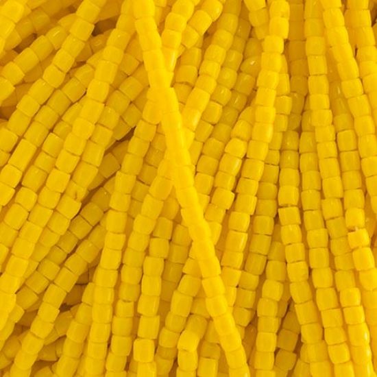 Picture of 3-Cut Size 9/0, Preciosa Czech Seed Bead, Opaque Yellow Golden, Sold by the Hank