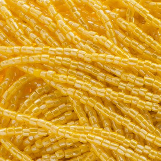 Picture of 3-Cut Size 9/0, Preciosa Czech Seed Bead, Opaque Yellow Golden Luster, Sold by the Hank