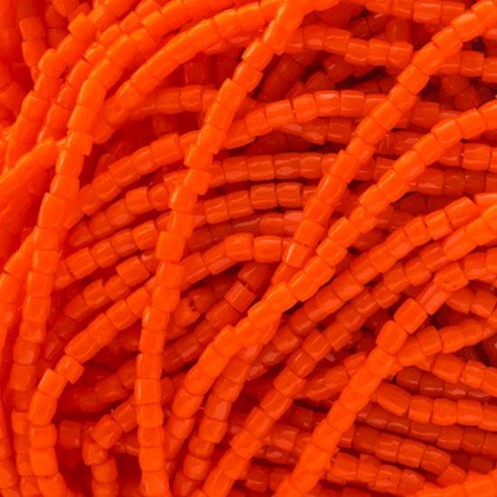 Picture of 3-Cut Size 9/0, Preciosa Czech Seed Bead, Opaque Orange, Sold by the Hank