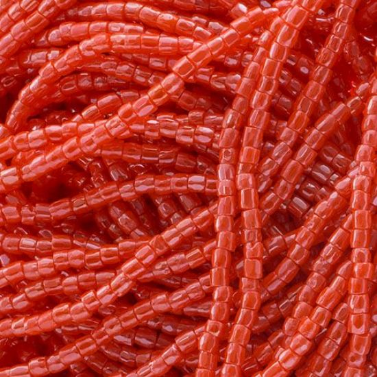 Picture of 3-Cut Size 9/0, Preciosa Czech Seed Bead, Opaque Dark Orange, Sold by the Hank