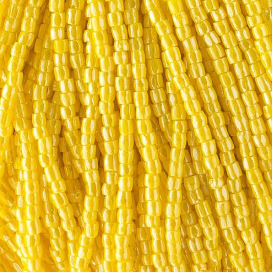 Picture of 3-Cut Size 9/0, Preciosa Czech Seed Bead, Opaque Yellow Luster, Sold by the Hank