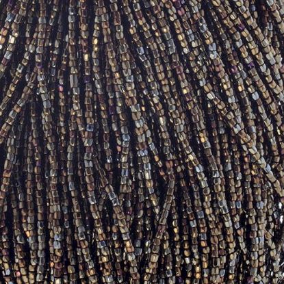 Picture of 3-Cut Size 9/0, Preciosa Czech Seed Bead, Opaque Brown AB, Sold by the Hank