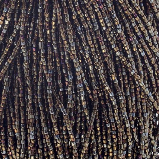 Picture of 3-Cut Size 9/0, Preciosa Czech Seed Bead, Opaque Brown AB, Sold by the Hank