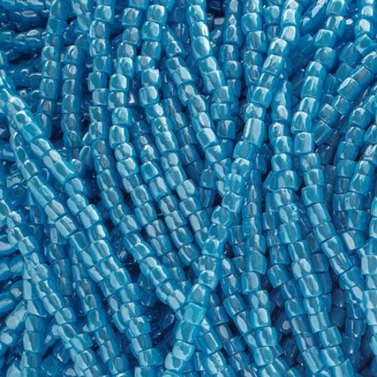 Picture of 3-Cut Size 9/0, Preciosa Czech Seed Bead, Opaque Light Blue Luster, Sold by the Hank