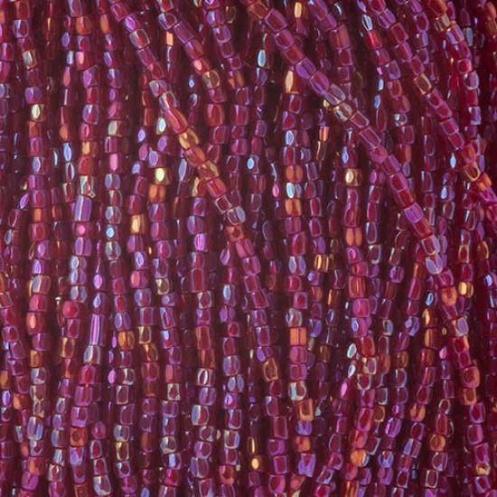 Picture of 3-Cut Size 9/0, Preciosa Czech Seed Bead, Transparent Red Iris, Sold by the Hank