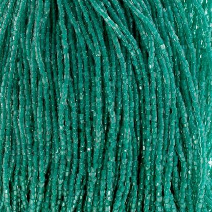 Picture of 3-Cut Size 9/0, Preciosa Czech Seed Bead, Transparent Crystal Green Color-Lined, Sold by the Hank