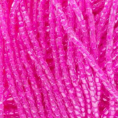 Picture of 3-Cut Size 9/0, Preciosa Czech Seed Bead, Transparent Rose Color-Lined, Sold by the Hank