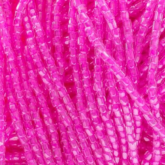 Picture of 3-Cut Size 9/0, Preciosa Czech Seed Bead, Transparent Rose Color-Lined, Sold by the Hank