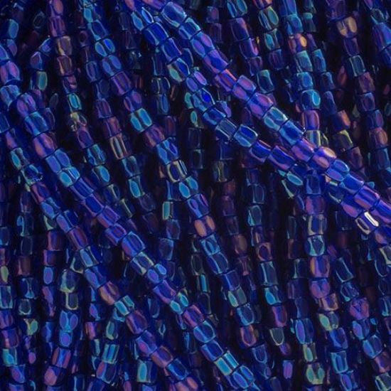 Picture of 3-Cut Size 9/0, Preciosa Czech Seed Bead, Transparent Navy Blue Iris, Sold by the Hank