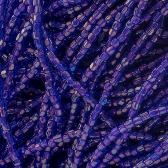 Picture of 3-Cut Size 9/0, Preciosa Czech Seed Bead, Transparent Sapphire Pink Rainbow, Sold by the Hank